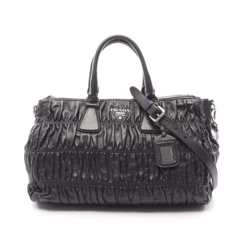 Prada Nappa Gaufre Handbag Leather Black
